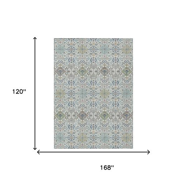 Washable Oriental Polyester Area Rug for Indoor Outdoor Patio and Living Room Spaces