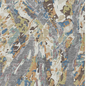 Abstract Washable Polyester Area Rug for Indoor Outdoor Patio and Living Room Spaces