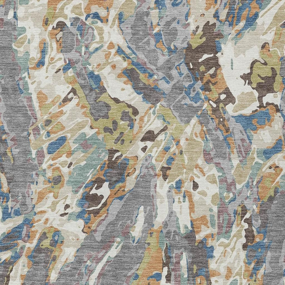 HomeRoots Abstract Washable Polyester Area Rug for Indoor Outdoor Patio and Living Room Spaces 8' x 10' 724926