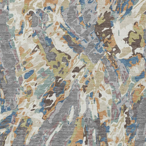 HomeRoots Abstract Washable Polyester Area Rug for Indoor Outdoor Patio and Living Room Spaces 8' x 10' 724926