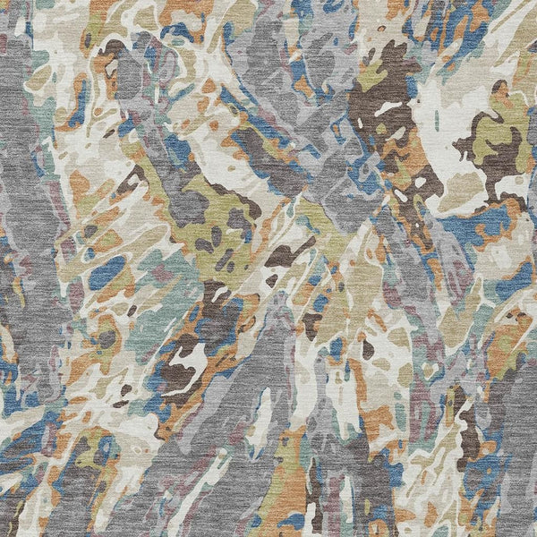 HomeRoots Abstract Washable Polyester Area Rug for Indoor Outdoor Patio and Living Room Spaces 8' x 10' 724926