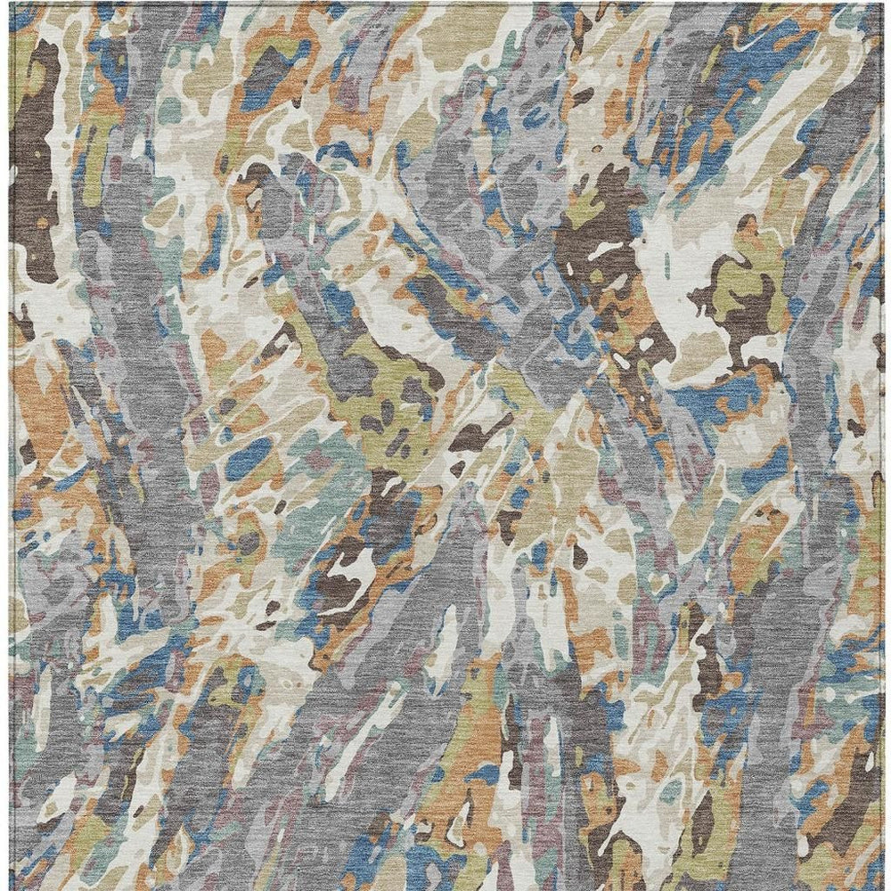 HomeRoots Abstract Washable Polyester Area Rug for Indoor Outdoor Patio and Living Room Spaces 8' x 10' 724926