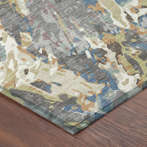 Abstract Washable Polyester Area Rug for Indoor Outdoor Patio and Living Room Spaces