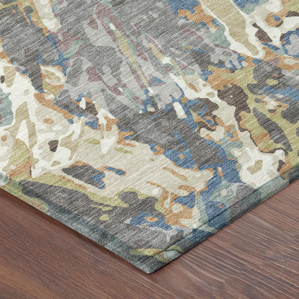 Abstract Washable Polyester Area Rug for Indoor Outdoor Patio and Living Room Spaces