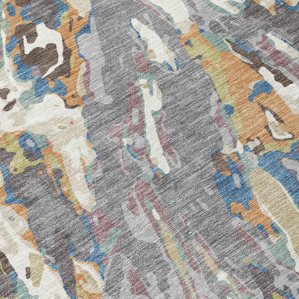 Abstract Washable Polyester Area Rug for Indoor Outdoor Patio and Living Room Spaces
