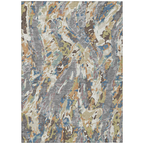 Abstract Washable Polyester Area Rug for Indoor Outdoor Patio and Living Room Spaces