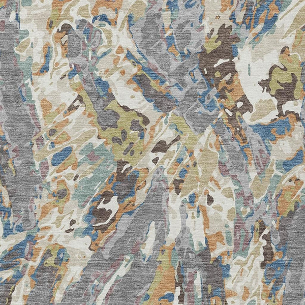 Abstract Washable Polyester Area Rug for Indoor Outdoor Patio and Living Room Spaces