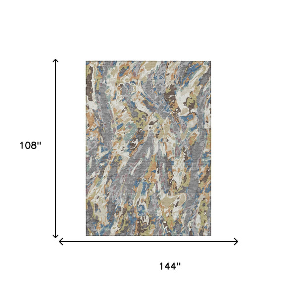 Abstract Washable Polyester Area Rug for Indoor Outdoor Patio and Living Room Spaces
