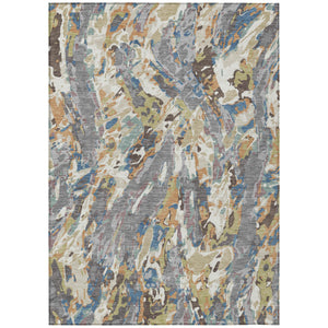 Abstract Washable Polyester Area Rug for Indoor Outdoor Patio and Living Room Spaces