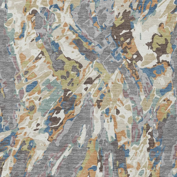 Abstract Washable Polyester Area Rug for Indoor Outdoor Patio and Living Room Spaces