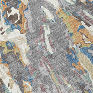 Abstract Washable Polyester Area Rug for Indoor Outdoor Patio and Living Room Spaces