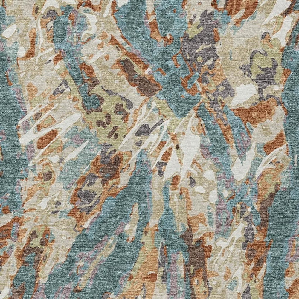 HomeRoots Abstract Washable Polyester Area Rug for Indoor Outdoor Patio Entryway or Living Room Decor 10' x 14' 724946