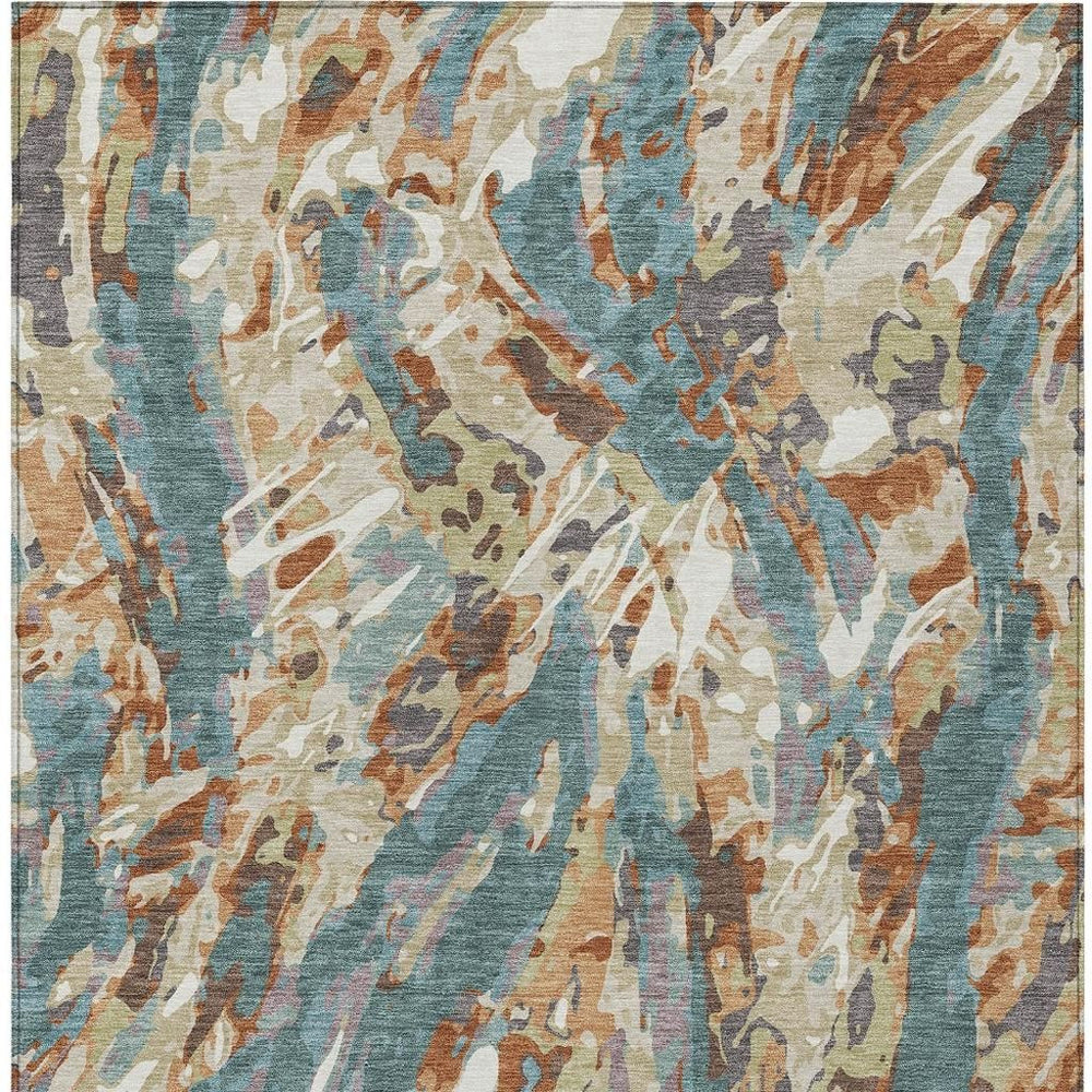 HomeRoots Abstract Washable Polyester Area Rug for Indoor Outdoor Patio Entryway or Living Room Decor 10' x 14' 724946