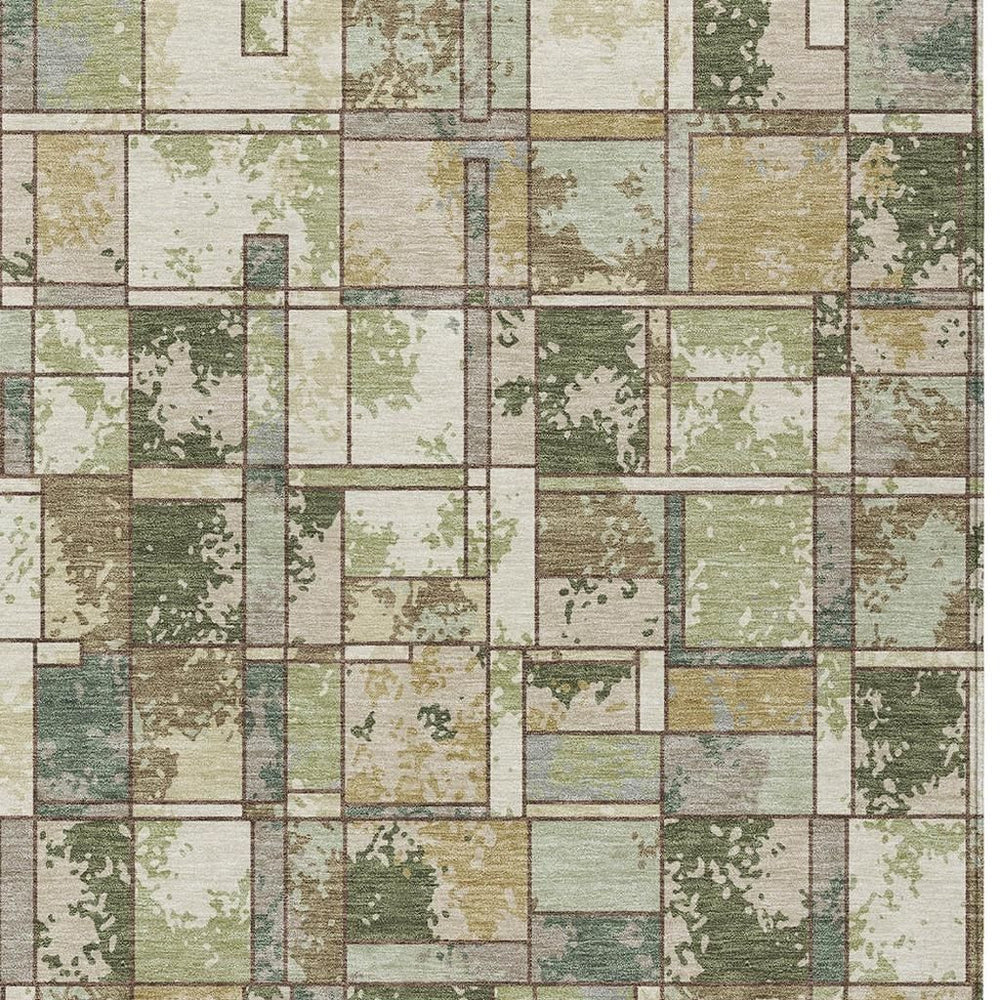 HomeRoots Geometric Polyester Area Rug Washable Indoor Outdoor for Patios Living Rooms Entryways 10' x 14' 724980