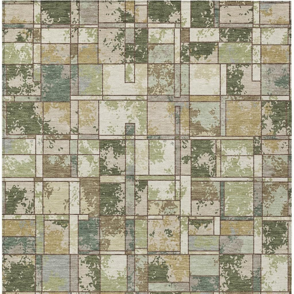 HomeRoots Geometric Polyester Area Rug Washable Indoor Outdoor for Patios Living Rooms Entryways 10' x 14' 724980