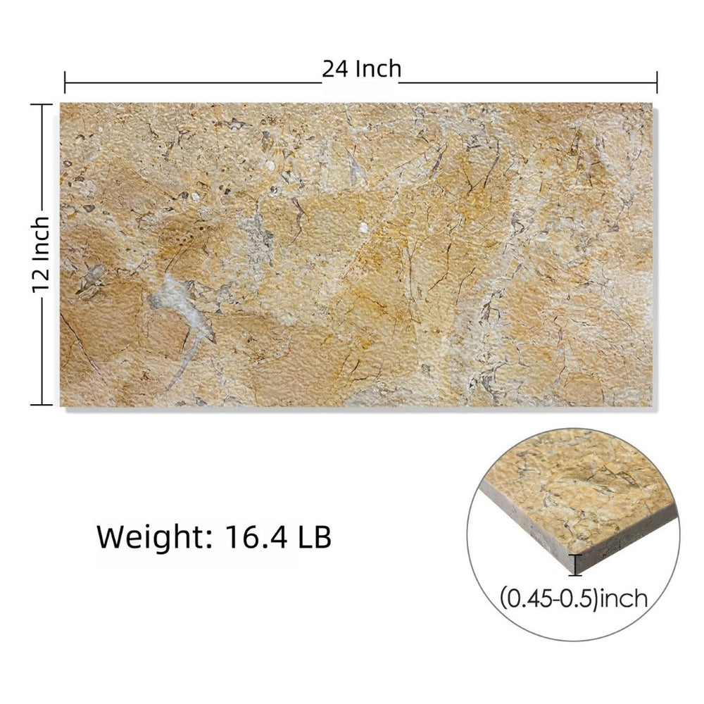 English Elm 12*24 Natural Marble Tile Leathered Finish Gold Beige Veining for Floors and Walls W1696P262328