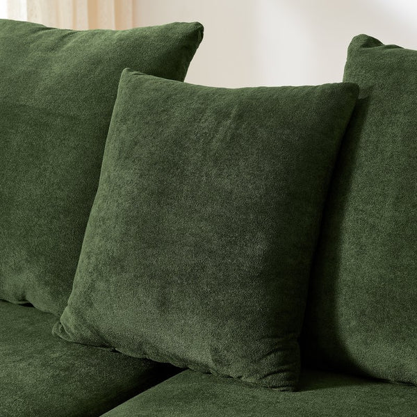 English Elm 110.25x67'' Compression Sofa Modern Upholstered L-Shape Sectional Couch 4-Seat Melange Velvet Comfort Green W1413S00085