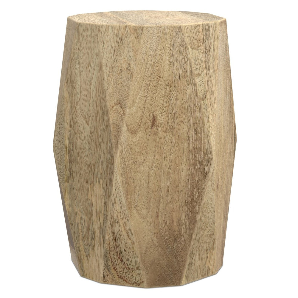 English Elm Judson Sculptural Mango Wood Side Table Faceted Round Accent for Modern Living Spaces B136P419894