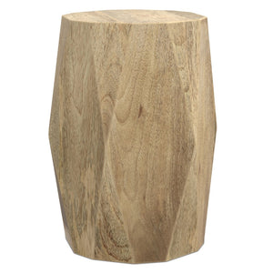 English Elm Judson Sculptural Mango Wood Side Table Faceted Round Accent for Modern Living Spaces B136P419894