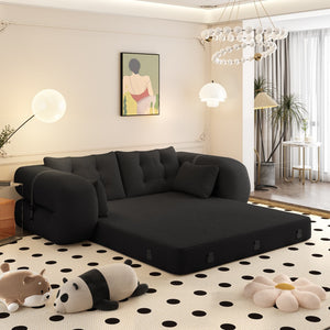 English Elm Human Dog Bed Teddy Plush Foldable Floor Sofa Sleeper for Living Room or Playroom W1885P369571