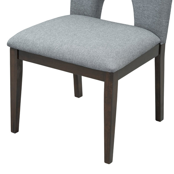 English Elm TOPMAX Solid Wood 5-Piece Extendable Round Dining Set with 16.2" Removable Leaf and Upholstered Chairs Espresso SP000062AAP