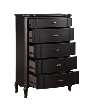 English Elm Chelmsford Antique Black Chest with 5 Soft-Close Felt-Lined Drawers, Wooden Cabriole Legs, 70lb Top B2726P283821