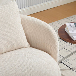 English Elm 30"w Swivel Barrel Accent Chair Chenille Upholstered Club Seat for Living Room Reading Beige W3118P462479
