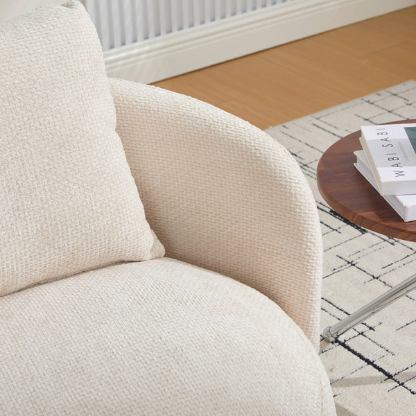English Elm 30"w Swivel Barrel Accent Chair Chenille Upholstered Club Seat for Living Room Reading Beige W3118P462479