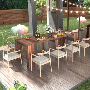 English Elm Multifunctional Extendable Console Table Up to 118.5" — Durable MDF Chipboard, Space-Saving Design W331106545