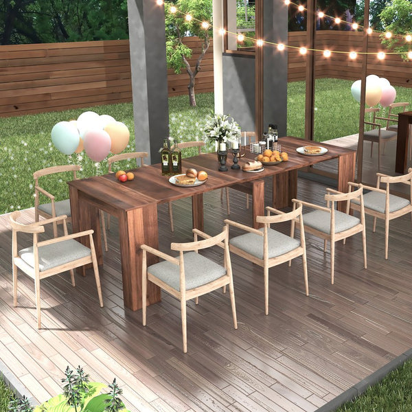 English Elm Multifunctional Extendable Console Table Up to 118.5" — Durable MDF Chipboard, Space-Saving Design W331106545