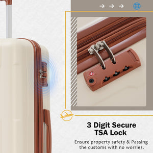 English Elm 2 Piece Abs Hard Shell Spinner Luggage Set with Tsa Lock Expandable Suitcases Khaki+Brown N732P198745K