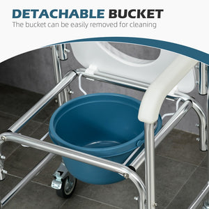 English Elm Homcom 3in1 Aluminum Commode Shower Wheelchair Padded Seat Waterproof Rolling Chair W2225P175515