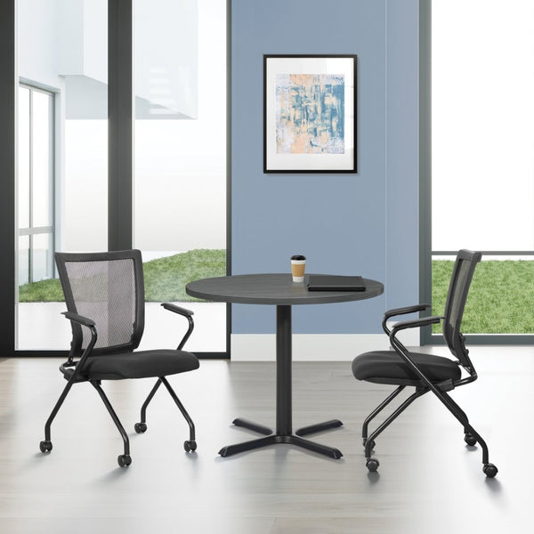 OSP Home Furnishings Soft Flex Frame Folding Chairs Pu Padded Nesting Seats for Events and Meetings 2 Pack 69349-30