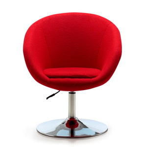 English Elm Hopper Upholstered Swivel Lounge Chair with Chrome Base, Adjustable Height, Modern Bowl Seat Comfort Red B365P397958