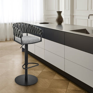 English Elm Blaise Swivel Barstool Adjustable Gas Lift Counter Seat Gray Fabric Black Metal Frame B2736P464827