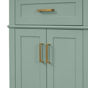 English Elm 36" Navy Bathroom Vanity Solid Wood Frame Ceramic Sink Gold Hardware Soft Close Light Green N729P380151F