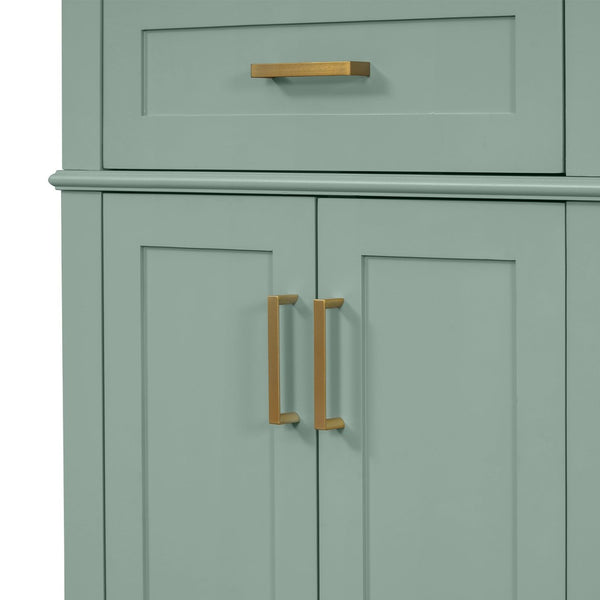 English Elm 36" Navy Bathroom Vanity Solid Wood Frame Ceramic Sink Gold Hardware Soft Close Light Green N729P380151F