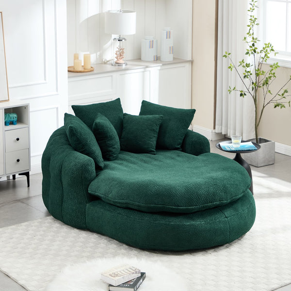 English Elm Oversized Memory Foam Chenille Bean Bag Sofa with Wrap-Around Backrest and Lumbar Support for Adults Emerald W395P359413
