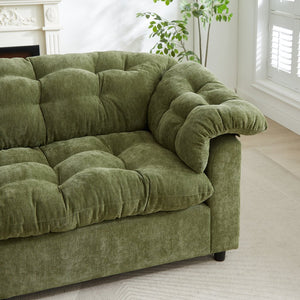 English Elm 94.8" Chenille Modern Deep Seat Sofa Plush Cloud-Like Upholstery, Solid Wood Frame, Luxurious Comfort Green W1193S00172