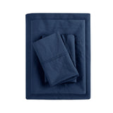 Madison Park Peached Percale Casual 200 Thread Count Relaxed Cotton Percale Sheet Set MP20-6643 Navy