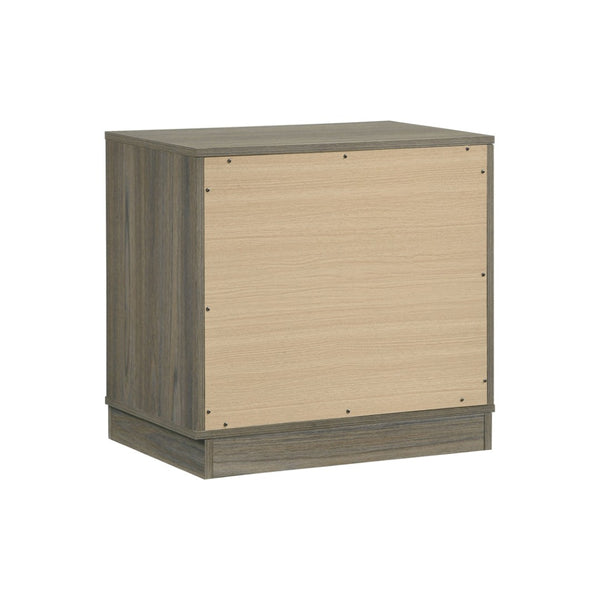 English Elm 2-drawer Nightstand Floating Base Grey Oak Melamine Finish Antique Nickel Hardware B016P460455