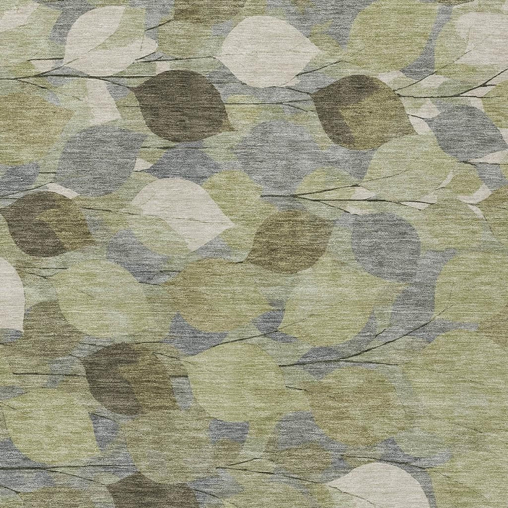 HomeRoots Fern Floral Polyester Area Rug Washable Indoor Outdoor for Patio Entryway Living Room 10' x 14' 725034