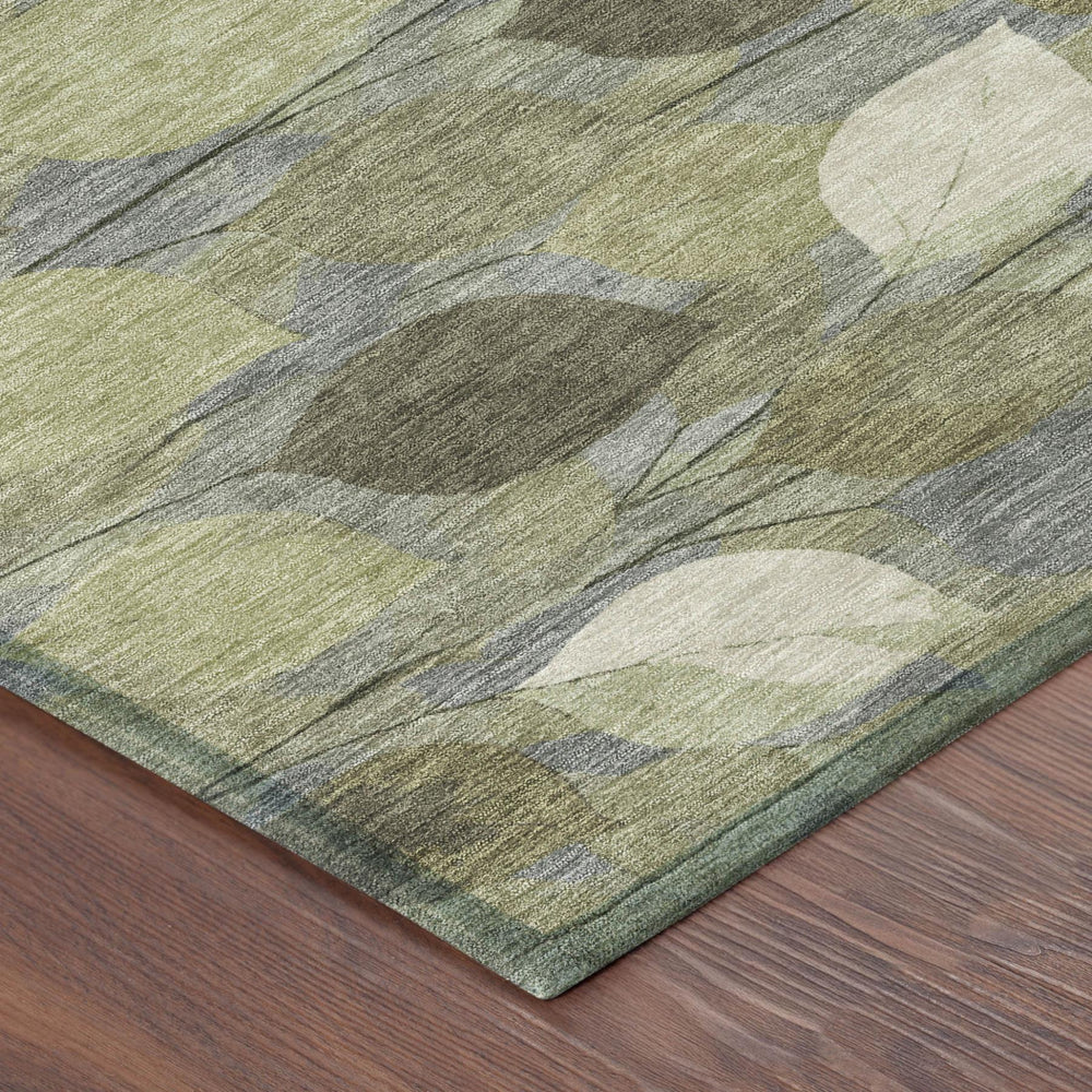 HomeRoots Fern Floral Polyester Area Rug Washable Indoor Outdoor for Patio Entryway Living Room 10' x 14' 725034