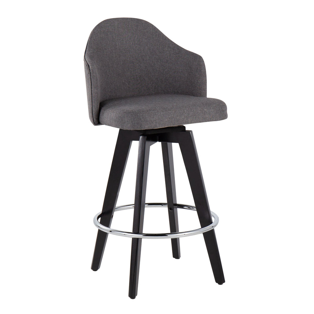 English Elm Ahoy 26" Contemporary Fixed-Height Counter Stools With Grey Fabric Seat & Chrome Footrest - Set Of 2 B202S00161