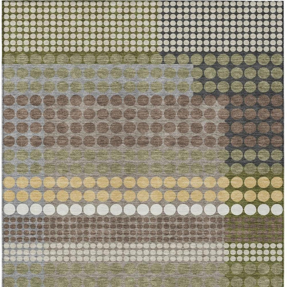HomeRoots Geometric Polyester Area Rug Washable Low Pile for Indoor Outdoor Patios and Living Rooms 9' x 12' 725075