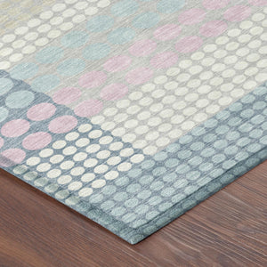 Geometric Polyester Area Rug Washable Stain Resistant for Indoor Outdoor Patio Spaces