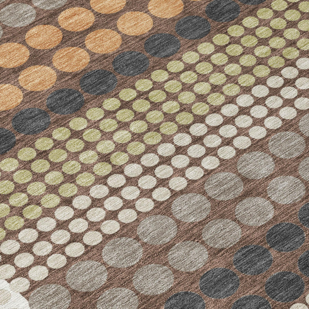 HomeRoots Geometric Polyester Area Rug Washable Indoor Outdoor Use Taupe Gold Tones Durable 5' x 8' 725096