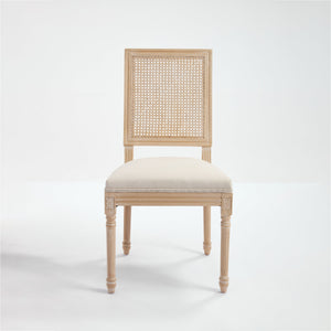 English Elm French Country Dining Chairs Set Of 2, Elegant Upholstered Rattan Back For Dining & Living Spaces W3426P324535