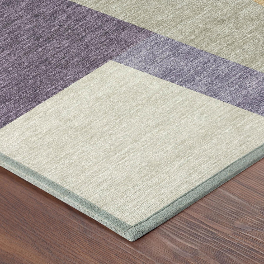 8 Ft Round Geometric Polyester Area Rug Washable for Patio Porch or Family Room