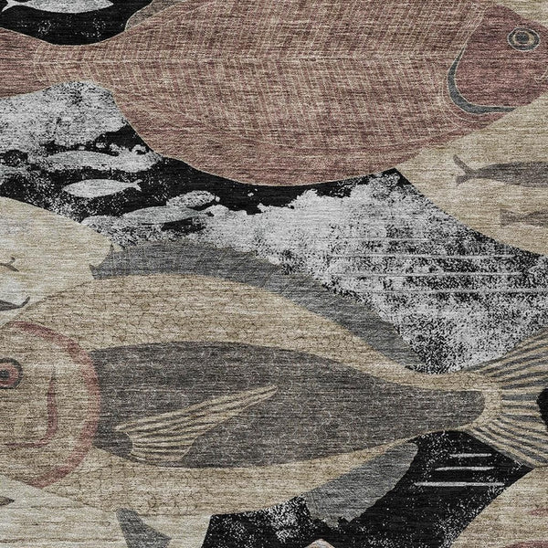 Tropical Fish Polyester Indoor Outdoor Washable Rug Coastal Accent for Patio or Living Room